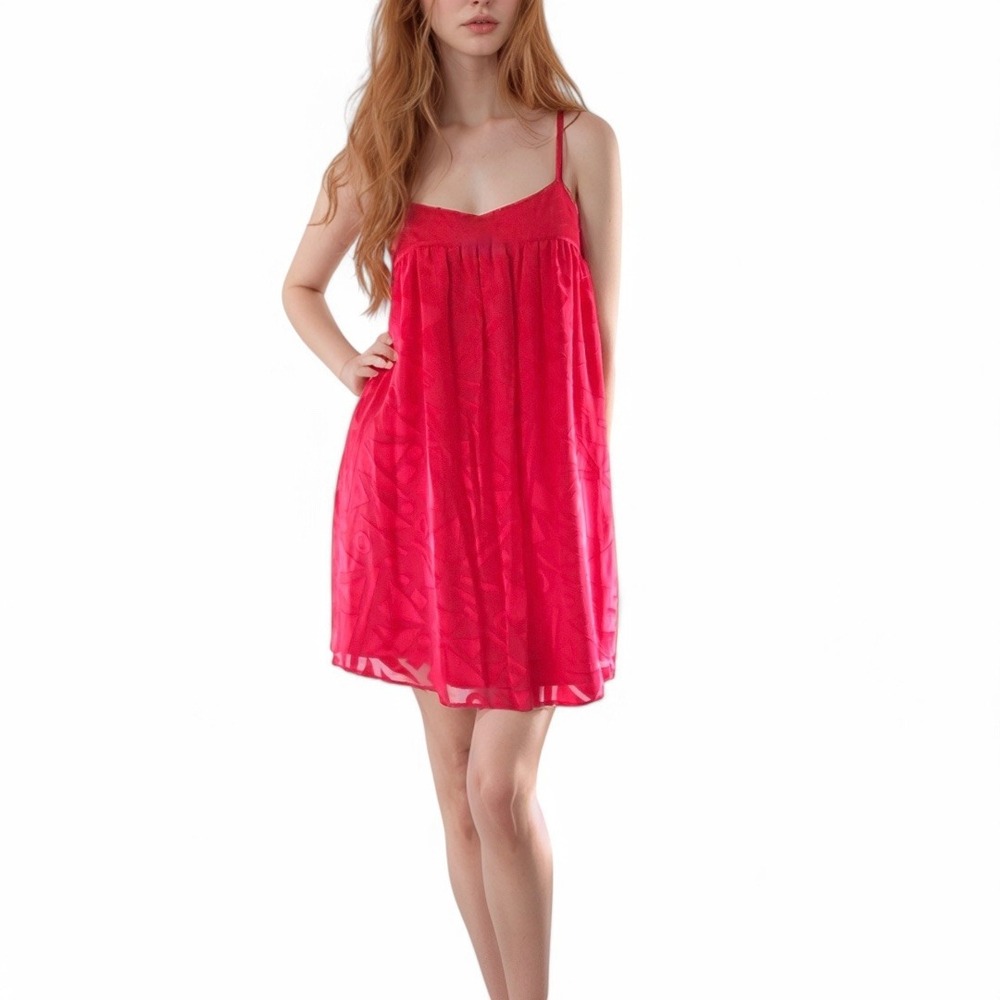 Arden B Red Silk Blend Babydoll Mini‎ Dress Size Small – NWT